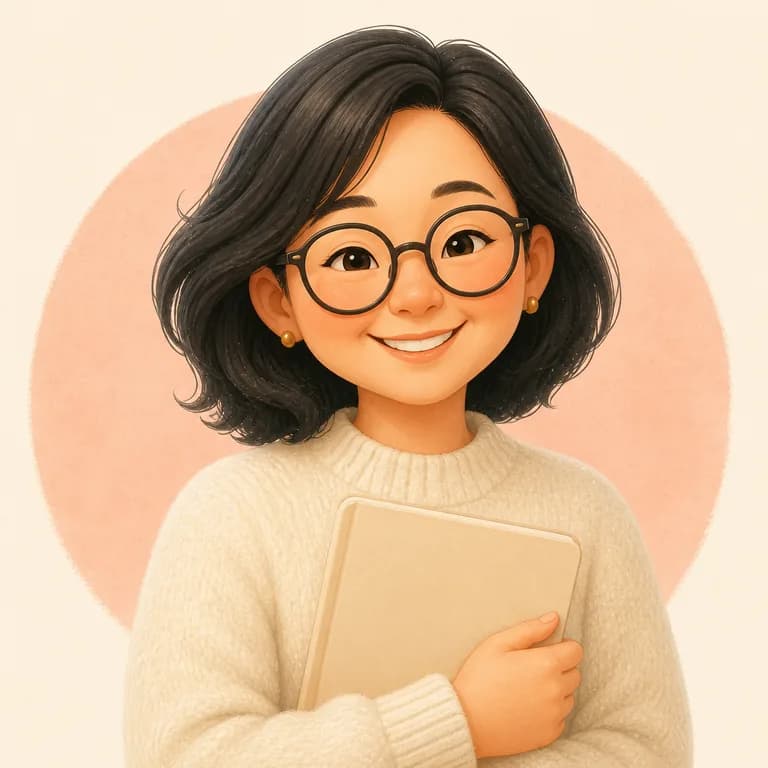 Illustration of Warmly team member: Maya Chen holding a notebook.